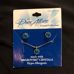 December Swarovski Blue Zircon Birth Stone Jewelry Set
